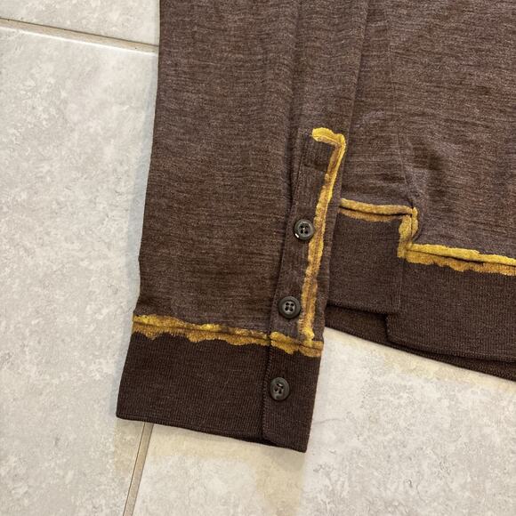 Hugo Boss Handcrafted Wool/Silk Brown Sweater Men’s Sz XL Pullover Knit Flaw* - Picture 2 of 11